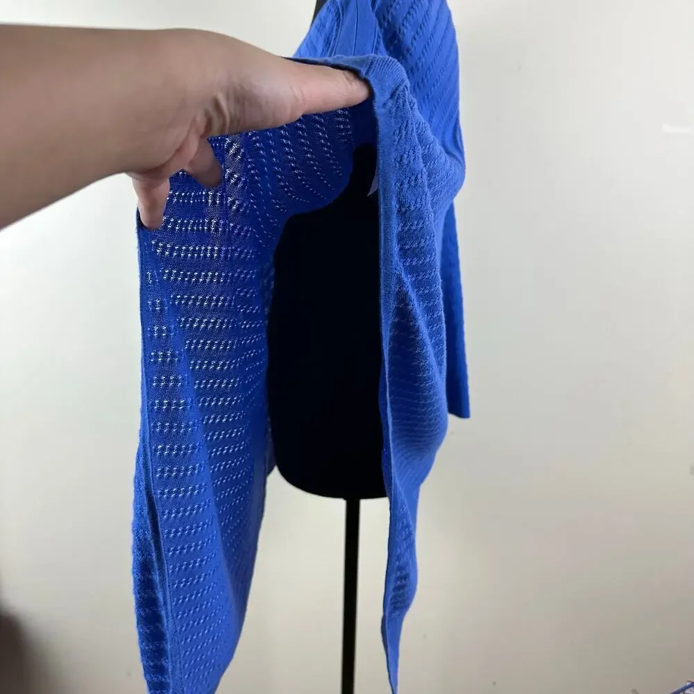 Talbots Asymmetrical Poncho Knit Top Womens M/L Blue NWT Swim Coverup Coastal